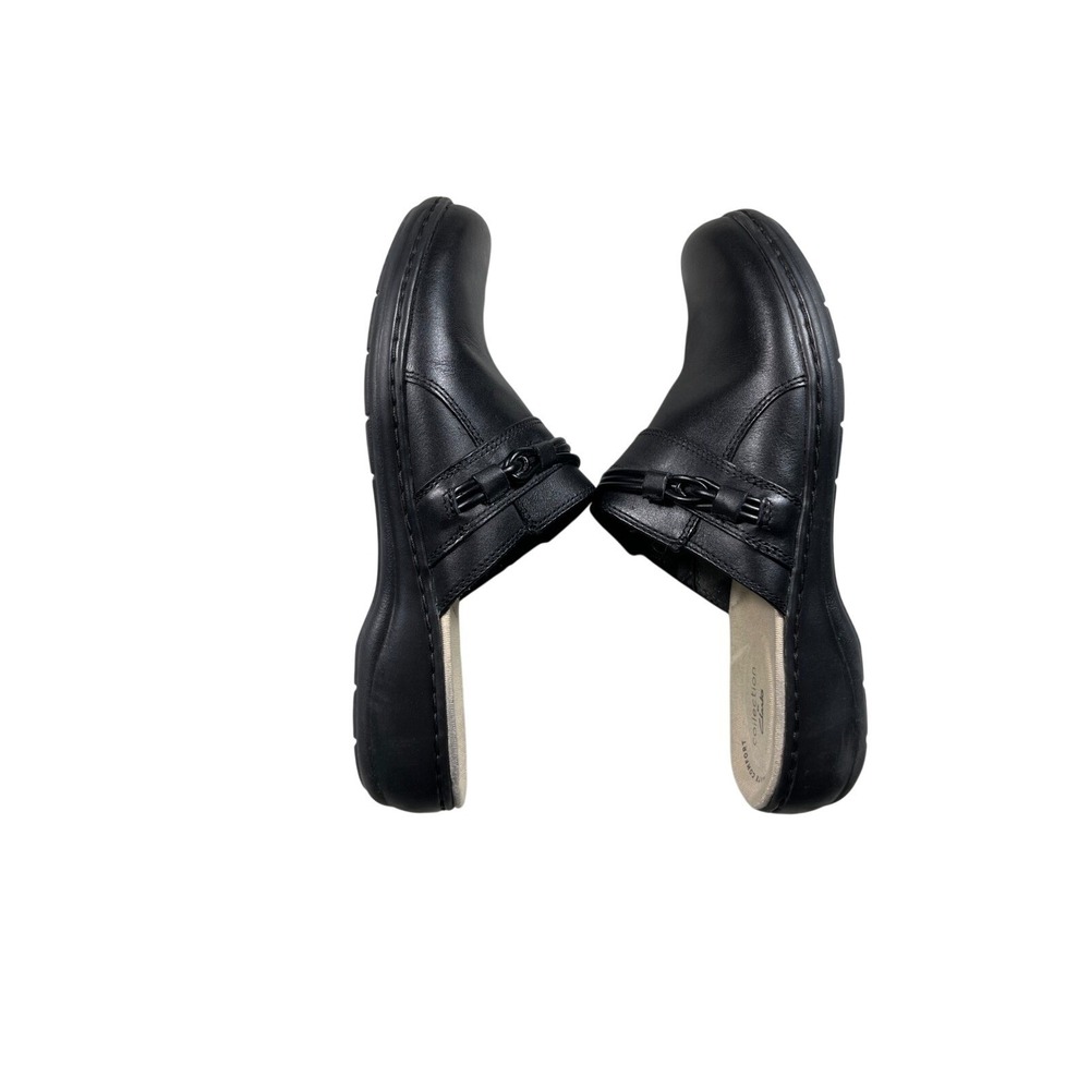 Clarks Collection Black Leather Mule Clogs Women's 9 Ultimate Comfort Slip On